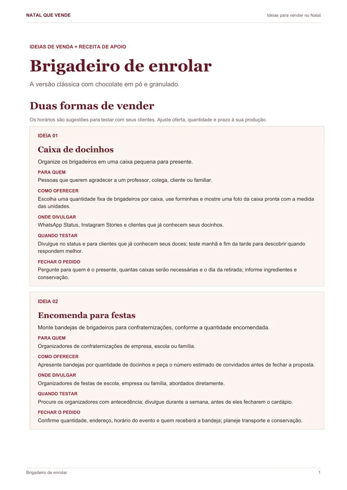 Primeira página real do PDF de brigadeiro com duas formas de vender